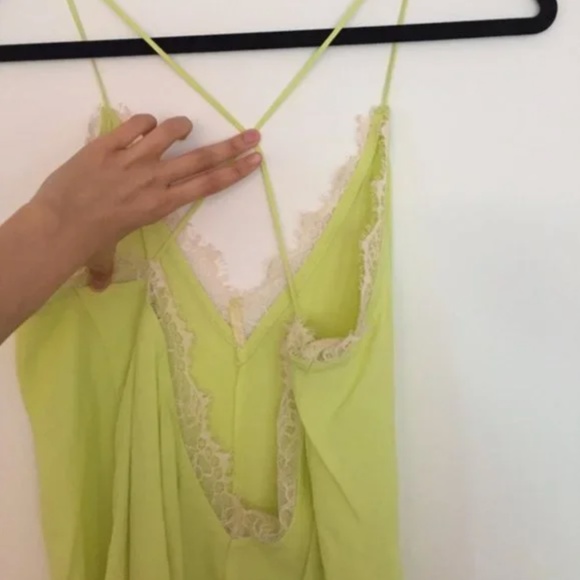 Neon Yellow Lace Open Tie Back Urban Outfitters Silence & Noise Tank [Small] - Picture 3 of 3